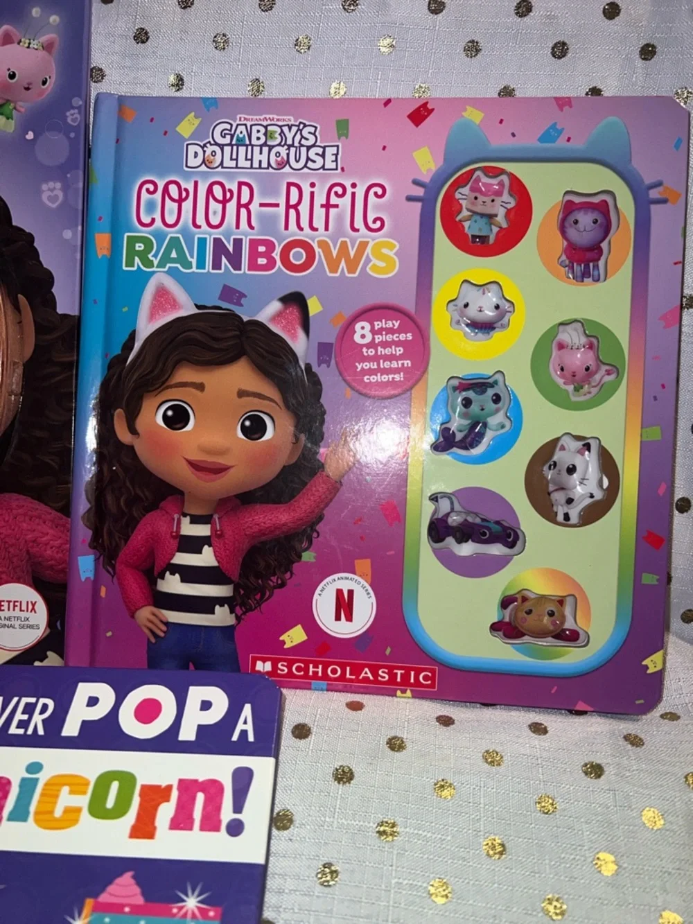 Scholastic Gabby’s Dollhouse & Never Pop a Unicorn! Bundle - Purple, Pink, Teal